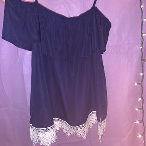 Navy blue cami off the shoulder blouse